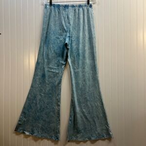 Chatoyant Womens Soft Pants 2XL Blue Acid Mineral Wash Flare Leg Bell Bottom USA